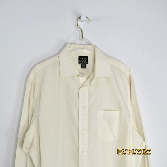 Jos. A. Bank Traveler's Collection Button Down Shirt Yellow Plaid Size 16-34 - Picture 2 of 5